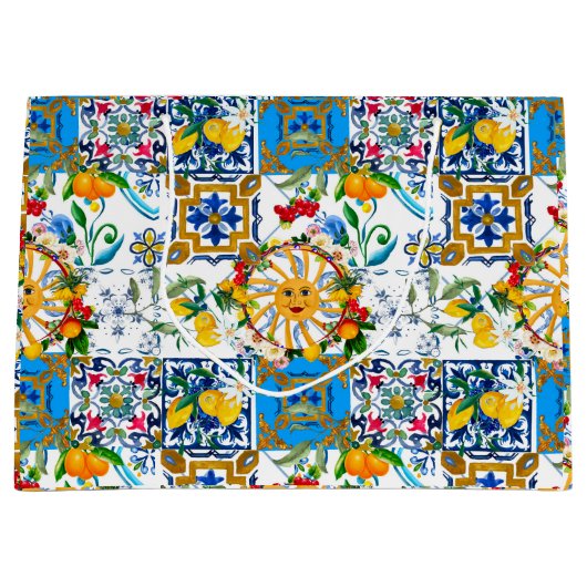 Siciliaanse stijl, zomerkunst, citroenen groot cadeauzakje (Voorkant)