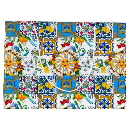 Siciliaanse stijl, zomerkunst, citroenen groot cadeauzakje (Achterkant)