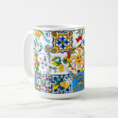 Siciliaanse stijl, zomerkunst, citroenen koffiemok (Voorkant links)