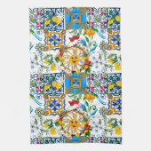 Siciliaanse stijl, zomerkunst, citroenschort theedoek (Verticaal)