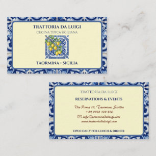 Siciliaanse tegel Italiaans restaurant Trattoria Visitekaartje