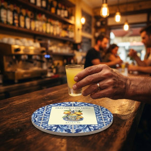 Siciliaanse tegel Limoncello Italiaans restaurant Ronde Kartonnen Onderzetter