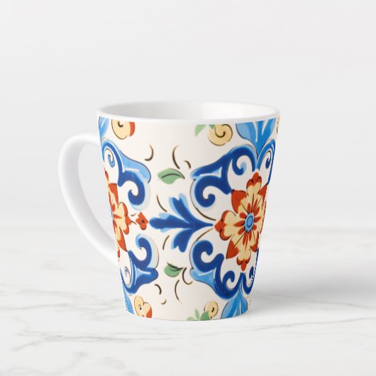 Siciliaanse Tegel Patroon Latte Mok (Linkerhoek)