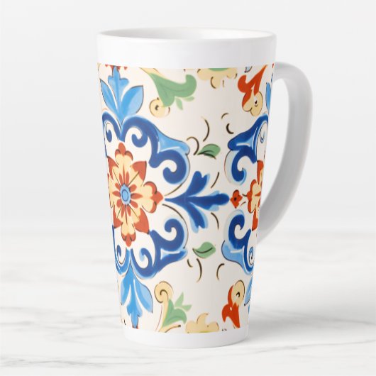 Siciliaanse Tegel Patroon Latte Mok (Rechterhoek)