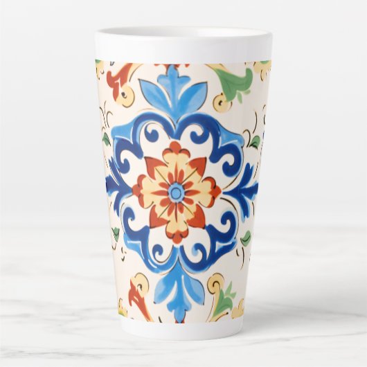 Siciliaanse Tegel Patroon Latte Mok (Voorkant)