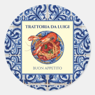 Siciliaanse tegel zeevruchten Italiaans restaurant Ronde Sticker