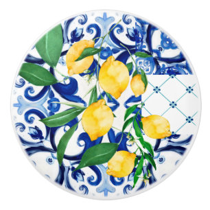 Siciliaanse tegels, citroen, mozaïek, majolica, keramische knop