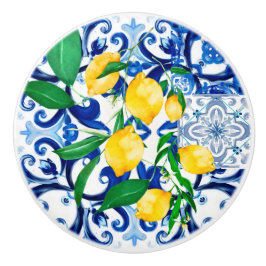 Siciliaanse tegels, citroen, mozaïek, majolica, keramische knop