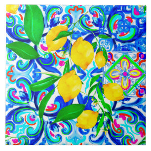 Siciliaanse tegels, citroen, mozaïek, majolica, tegeltje