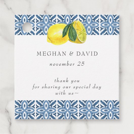 Siciliaanse Tegels in de Middellandse Zee Bedankjes Labels (Voorkant)