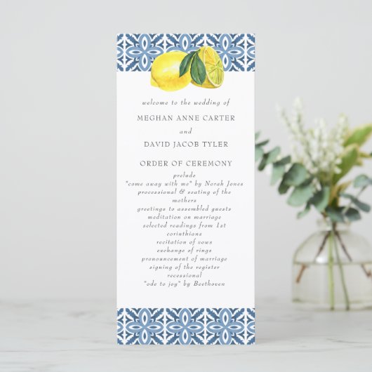 Siciliaanse Tegels in de Middellandse Zee Programmakaart (Staand voorkant)