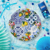 Siciliaanse tegels, majolica,citroenen,citrusvruch papieren bordje (Feest)