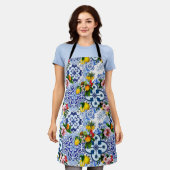 Siciliaanse tegels, majolica,citroenen,citrusvruch schort (Gedragen)