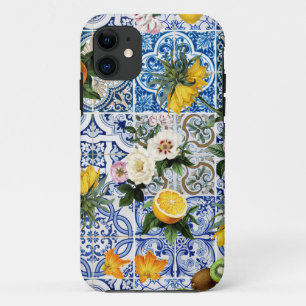 Siciliaanse tegels met bloemen en citroen  Case-Mate iPhone case