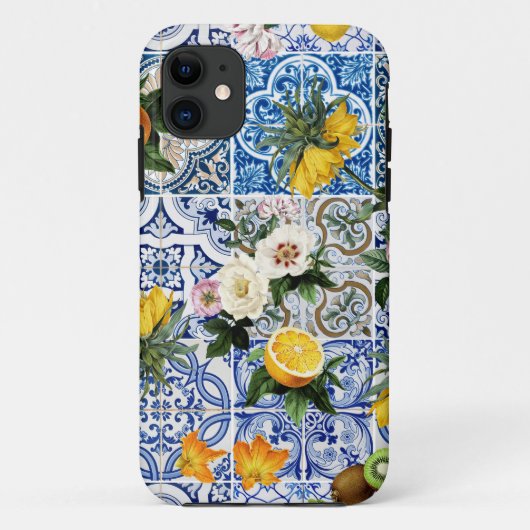 Siciliaanse tegels met bloemen en citroen  Case-Mate iPhone case (Achterkant)