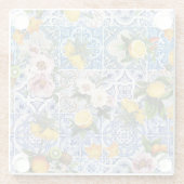 Siciliaanse tegels met bloemen en citroen glazen onderzetter (Achterkant)