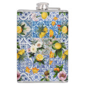 Siciliaanse tegels met bloemen en citroen heupfles (Achterkant)