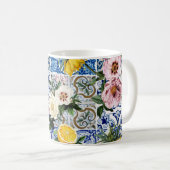 Siciliaanse tegels met bloemen en citroen koffiemok (Voorkant rechts)