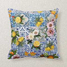 Siciliaanse tegels met bloemen en citroen kussen