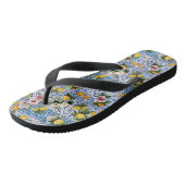 Siciliaanse tegels met bloemen en citroen teenslippers (Schuin)