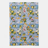 Siciliaanse tegels met bloemen en citroen theedoek (Verticaal)