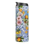 Siciliaanse tegels met bloemen en citroen thermosbeker (Geroteerd rechts)