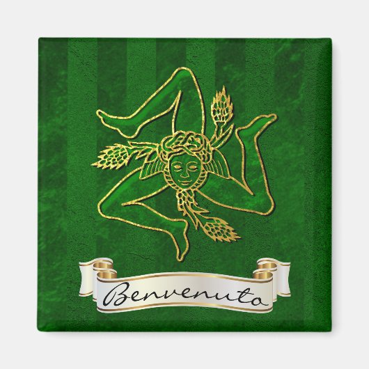 Siciliaanse Trinacria Benvenuto Magneet (Voorkant)