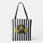 Siciliaanse trinacria Black Gold Bold Stripe Tote Bag (Achterkant)