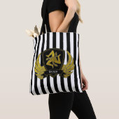 Siciliaanse trinacria Black Gold Bold Stripe Tote Bag (Dichtbij)