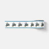 Siciliaanse Trinacria blauwe rand wit Satijnen Lint (Voorkant)