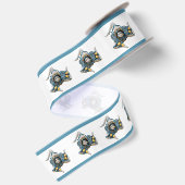 Siciliaanse Trinacria blauwe rand wit Satijnen Lint (Achterkant)