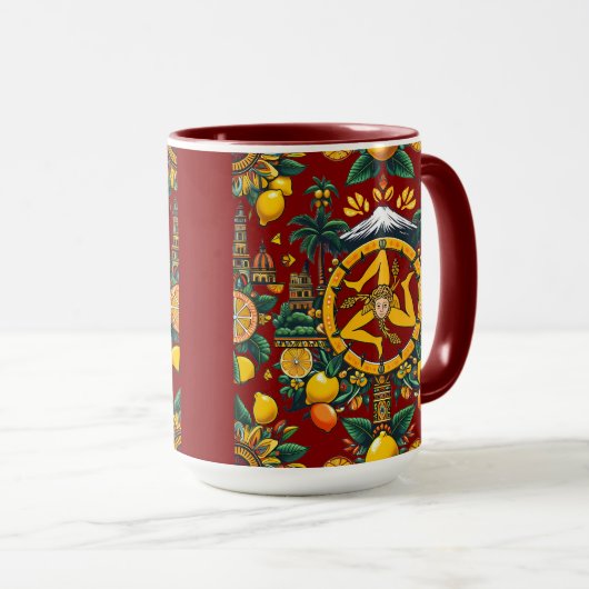 Siciliaanse Trinacria Design Mok (Voorkant rechts)