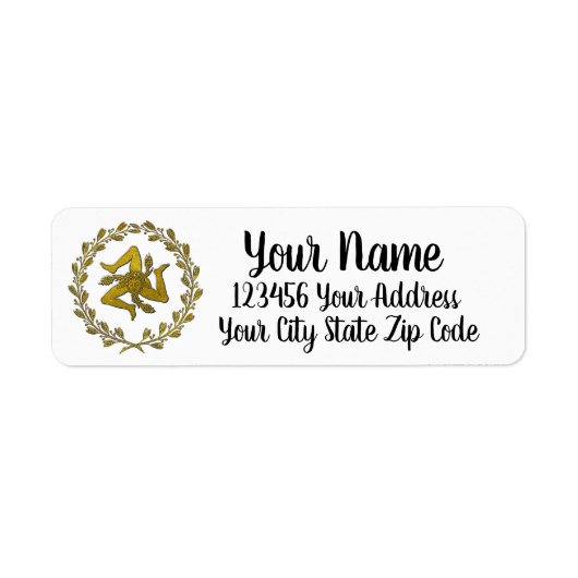 Siciliaanse Trinacria en Wreath Etiket (Voorkant)
