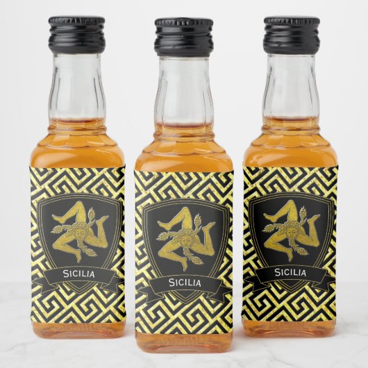 Siciliaanse Trinacria Gouden Griekse Sleutel Likeurfles Etiket (Flessen)