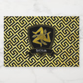 Siciliaanse Trinacria Gouden Griekse Sleutel Likeurfles Etiket (Enkel label)