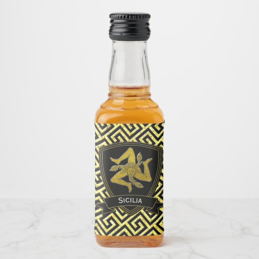 Siciliaanse Trinacria Gouden Griekse Sleutel Likeurfles Etiket (Voorkant)