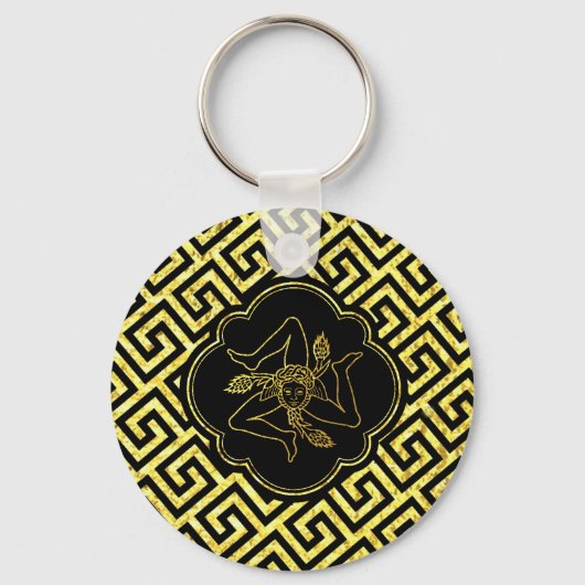 Siciliaanse Trinacria in Gold Black Sleutelhanger (Voorkant)