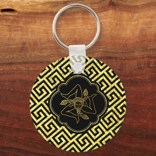 Siciliaanse Trinacria in Gold Black Sleutelhanger (Achterkant)