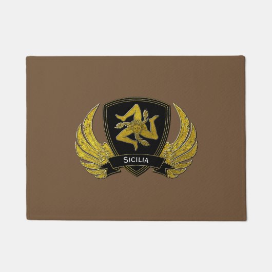 Siciliaanse Trinacria in Gold Jouw tekst Achtergro Deurmat (Voorkant)