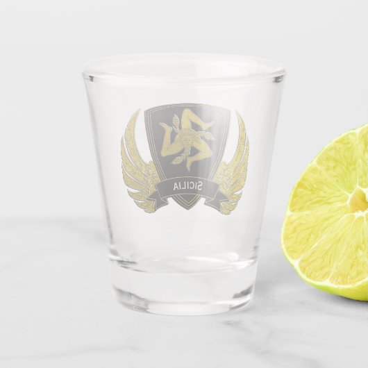Siciliaanse Trinacria in Gold Jouw tekst Shot Glas (Achterkant)