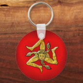 Siciliaanse Trinacria in Gold op hart Sleutelhanger (Voorkant)