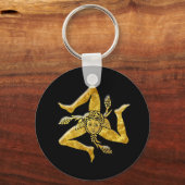 Siciliaanse Trinacria in Gold Sleutelhanger (Voorkant)
