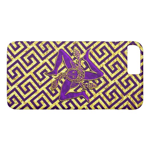 Siciliaanse Trinacria in Paars en goud Case-Mate iPhone Case (Achterkant (Horizontaal))