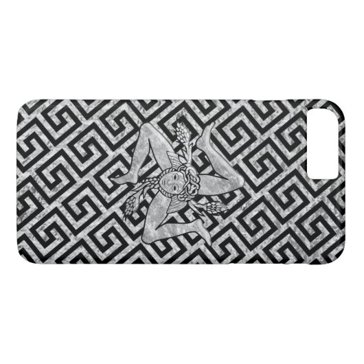 Siciliaanse Trinacria in Silver en Black Case-Mate iPhone Case (Achterkant (Horizontaal))