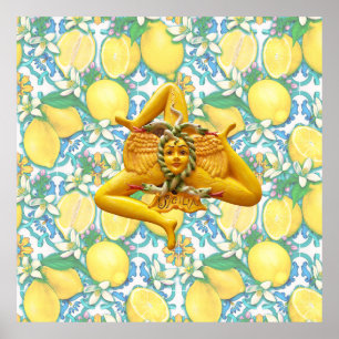 Siciliaanse Trinacria Italiaanse Pride Bright Lemo Poster