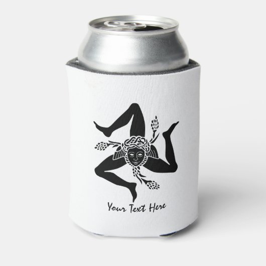 Siciliaanse Trinacria Jouw tekst en achtergrond Blikjeskoeler (Blikje Achterkant)