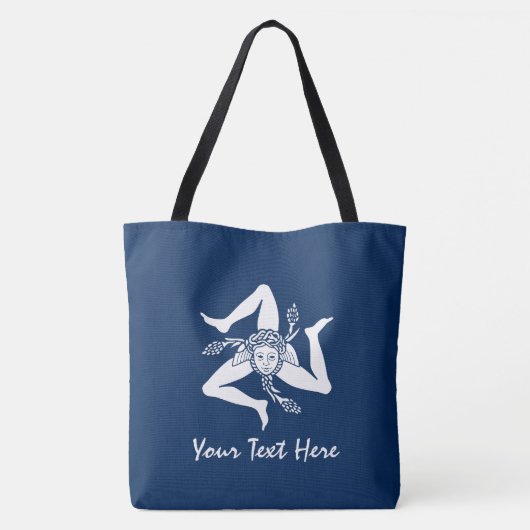 Siciliaanse Trinacria-Jouw tekst en -kleur Tote Bag (Achterkant)