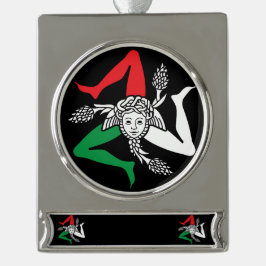 Siciliaanse Trinacria Medusa Embleem Italiaans The Verzilverd Banner Ornament