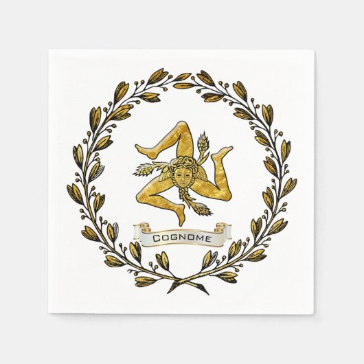 Siciliaanse Trinacria Olijfkrans Personaliseren Servet (Voorkant)