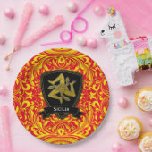 Siciliaanse Trinacria op het Baroque Pattern Papieren Bordje (Feest)